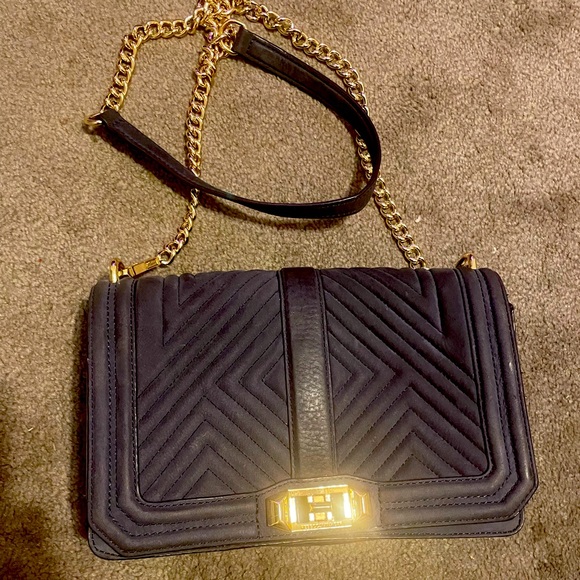 Rebecca Minkoff Navy Blue Quilted Leather Handbag - Picture 1 of 12